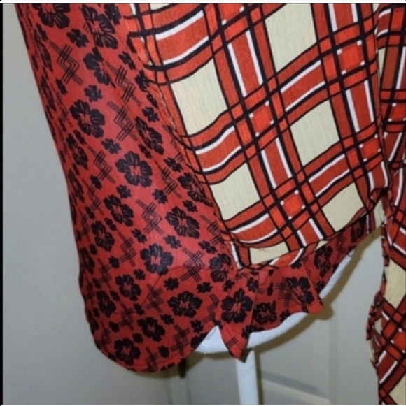 Scotch & Soda Maison Scotch plaid layered Button mix print tie Blouse plaid - Picture 3 of 8